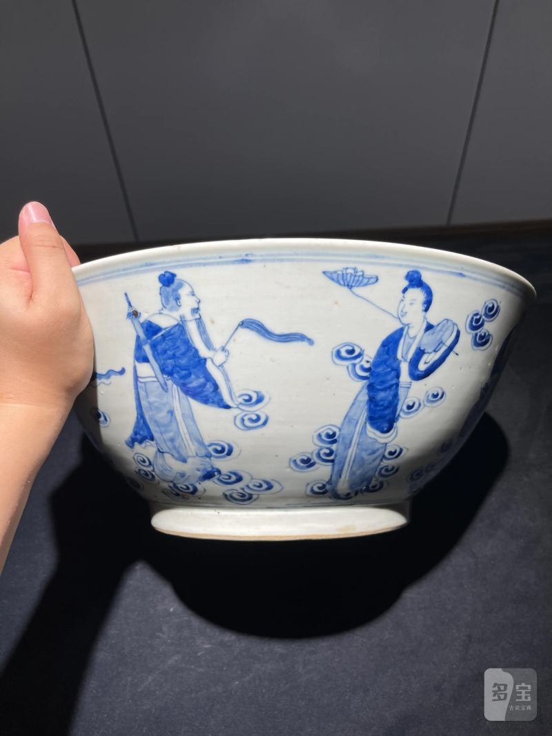 清晚期 青花八仙纹大碗 - 图4